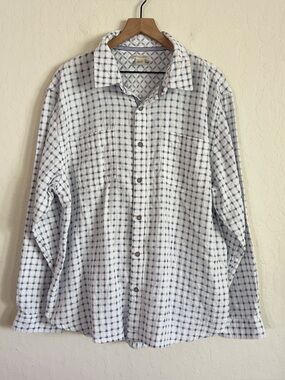 Carbon2Cobalt Convergence Long Sleeve Button Down Shirt XL White Blue Cotton